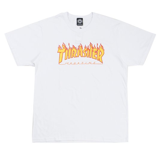 Camiseta Thrasher Magazine Flame Logo Branco