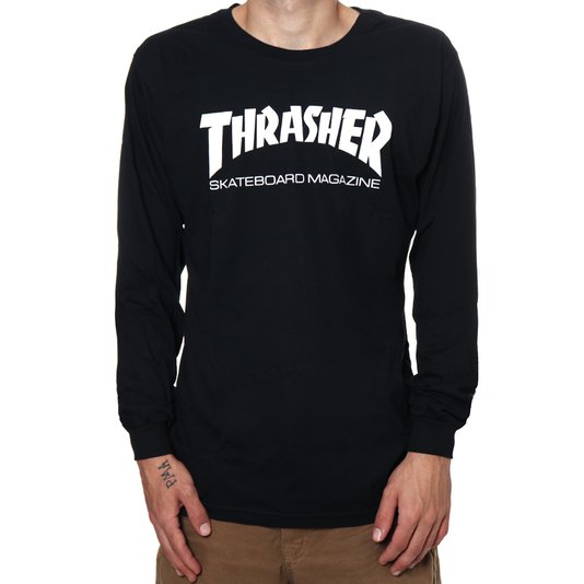 Camiseta Thrasher Magazine Logo Manga Longa Preto
