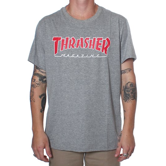 Camiseta Thrasher Magazine Outlined Mescla/Vermelho