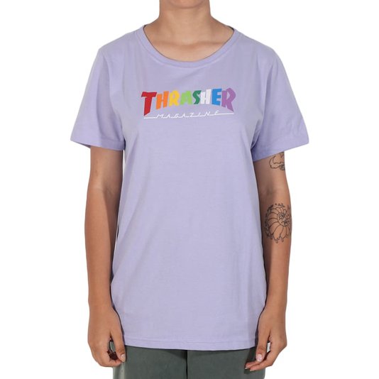 Camiseta Thrasher Magazine Rainbow Mag Feminina Lilas