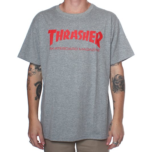 Camiseta Thrasher Magazine Skate Mag Mescla/Vermelho