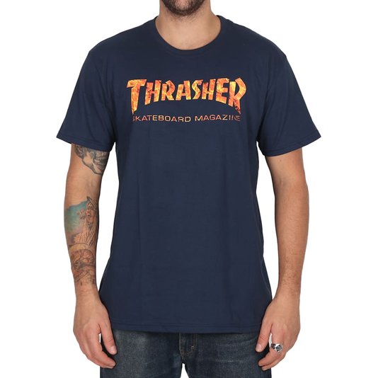 Camiseta Thrasher Skate Goat Inferno Azul Marinho