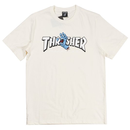 Camiseta Thrasher X Santa Cruz Screaming Logo Collab Off White