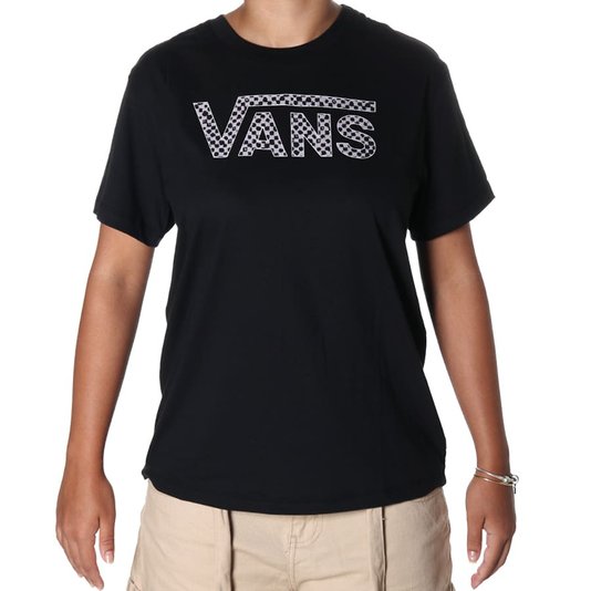 Camiseta Vans Checker Feminina Preto