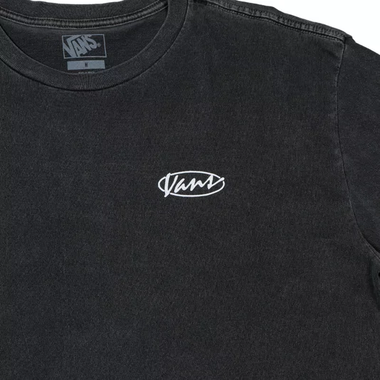 Camiseta Vans Era Script Relaxed Cropped Cinza Escuro