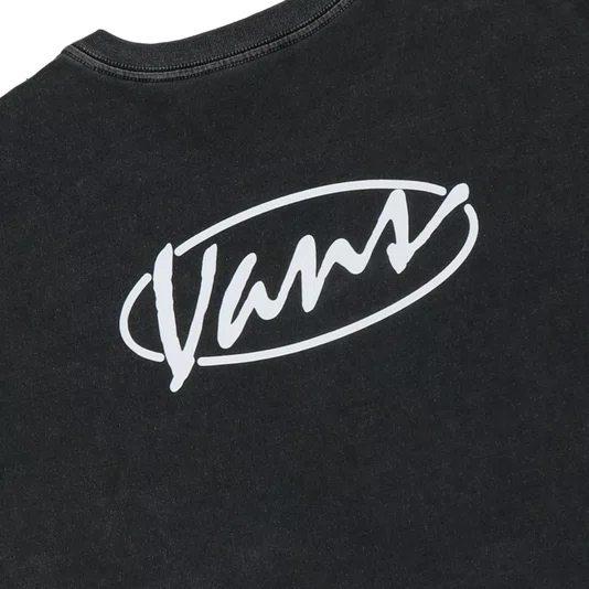 Camiseta Vans Era Script Relaxed Cropped Cinza Escuro