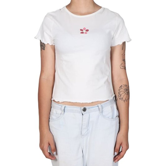 Camiseta Vans Flower Baby Tee X Brighton Feminina Off White