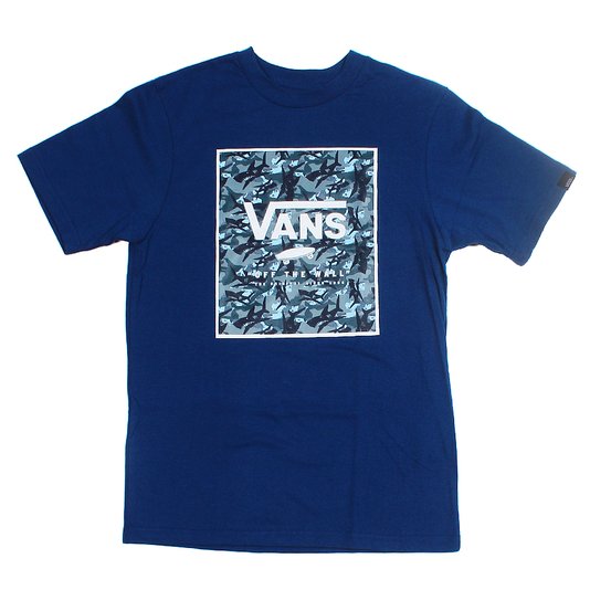 Camiseta Vans Juvenil Shark Camo Print Box Azul