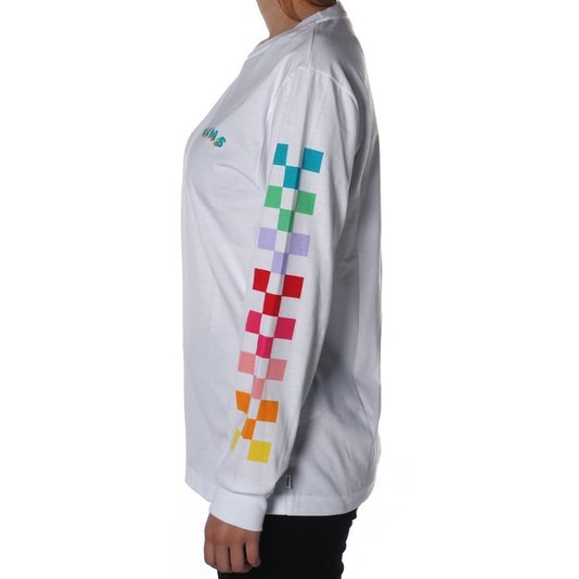 Camiseta Vans Manga Longa Boyfriend Radiete Branco