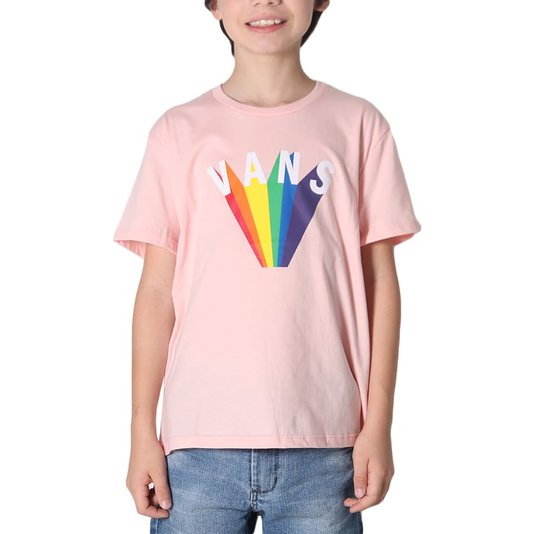 Camiseta Vans Rainbow Crew Infantil Rosa Claro