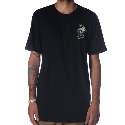 Camiseta Volcom Long Fit Paradise Pint Preto