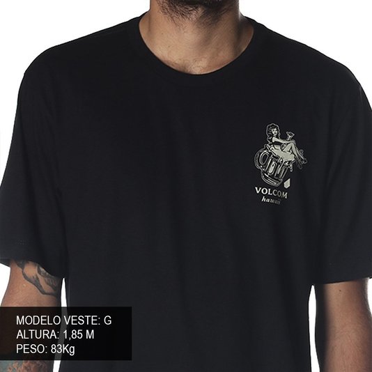 Camiseta Volcom Long Fit Paradise Pint Preto