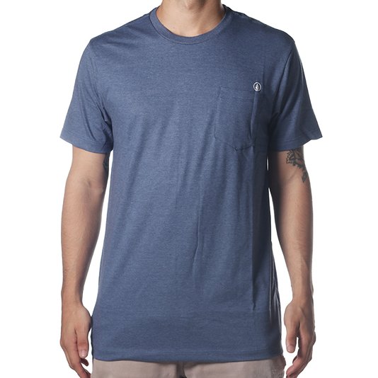 Camiseta Volcom Long Fit Solid Pocket Azul
