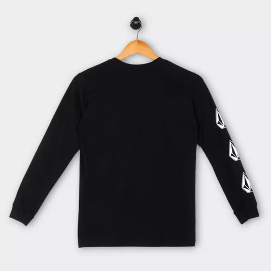 Camiseta Volcom M/L Iconic Juvenil Preto
