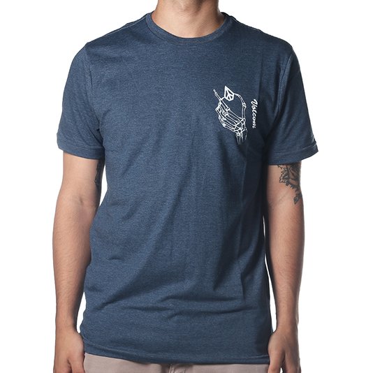 Camiseta Volcom Slim SkeleWorld Azul