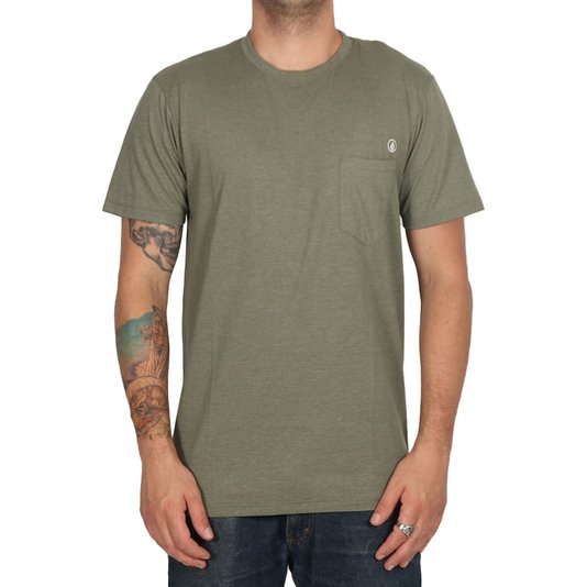 Camiseta Volcom Solid Pocket Long Fit Verde Mescla
