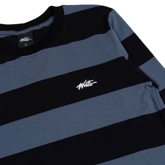 Camiseta Wats M/L Listra Tag Preto/Cinza