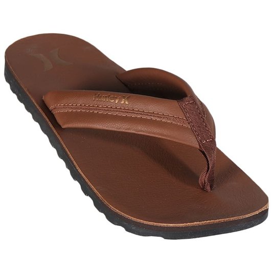 Chinelo Hurley Deck Couro Marrom Claro