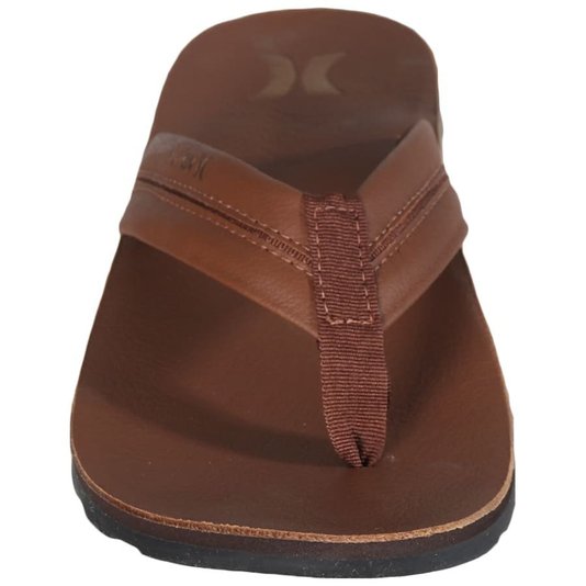 Chinelo Hurley Deck Couro Marrom Claro