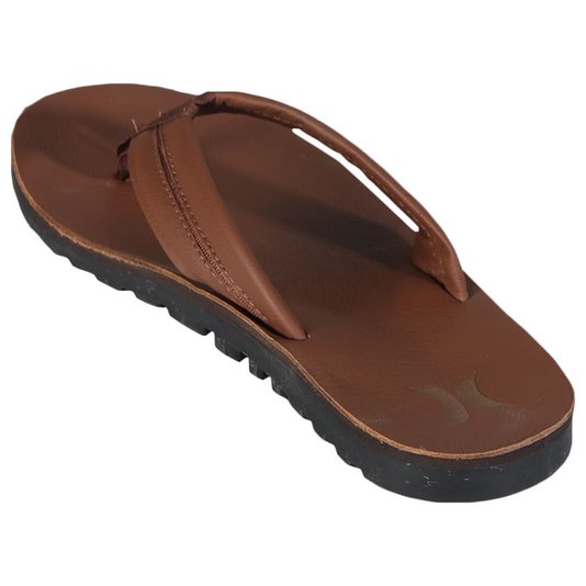 Chinelo Hurley Deck Couro Marrom Claro