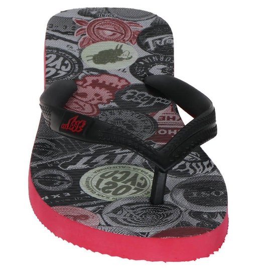 Chinelo Lost Bottons The Man Never Trust Preto/Vermelho