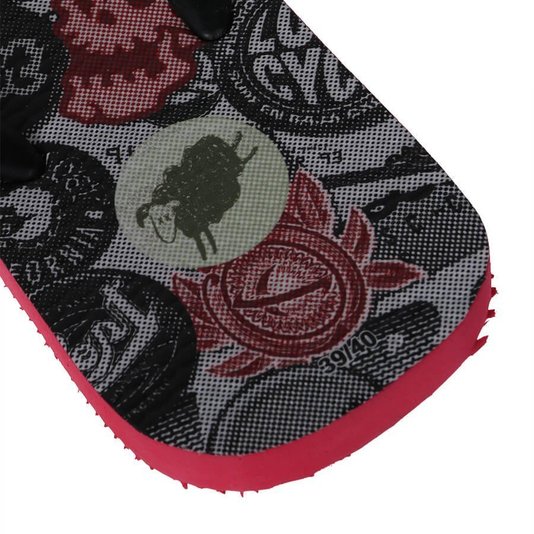 Chinelo Lost Bottons The Man Never Trust Preto/Vermelho