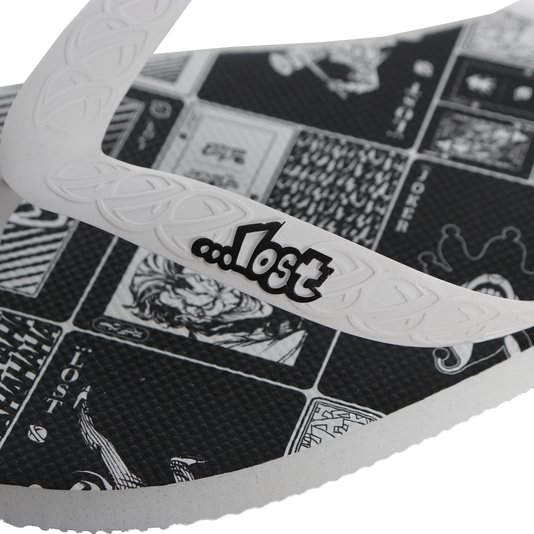 Chinelo Lost Cards Branco/Preto
