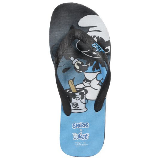 Chinelo Lost Inked + Smurfs Preto/Azul
