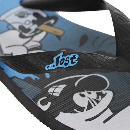 Chinelo Lost Inked + Smurfs Preto/Azul