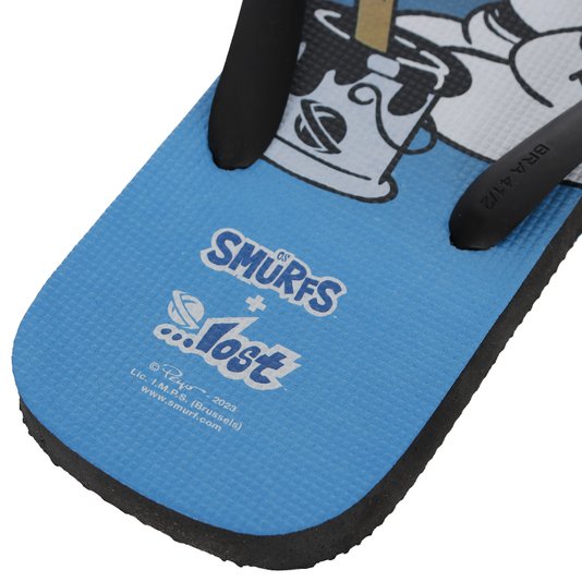 Chinelo Lost Inked + Smurfs Preto/Azul
