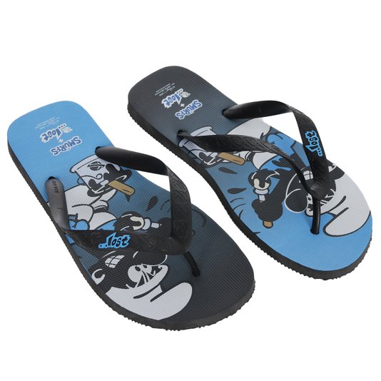 Chinelo Lost Inked + Smurfs Preto/Azul