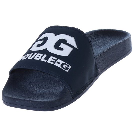 Chinelo Qix Double-G Script Azul Marinho