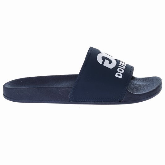 Chinelo Qix Double-G Script Azul Marinho