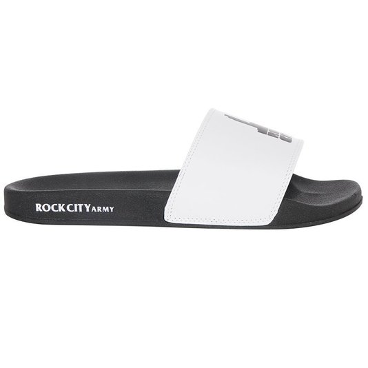 Chinelo Rock City Slide Premium Branco/Preto