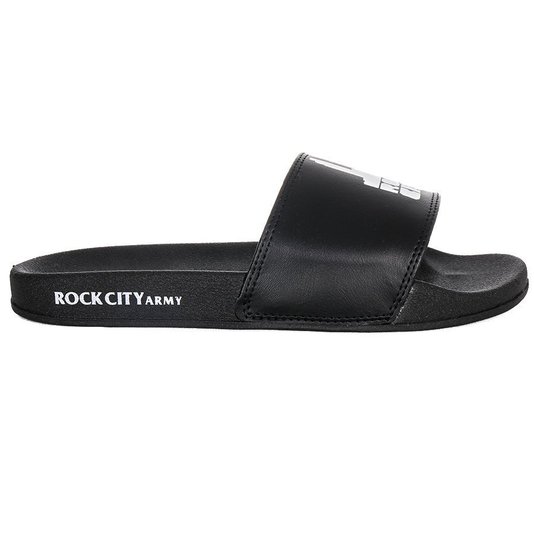 Chinelo Rock City Slide Premium Preto/Branco