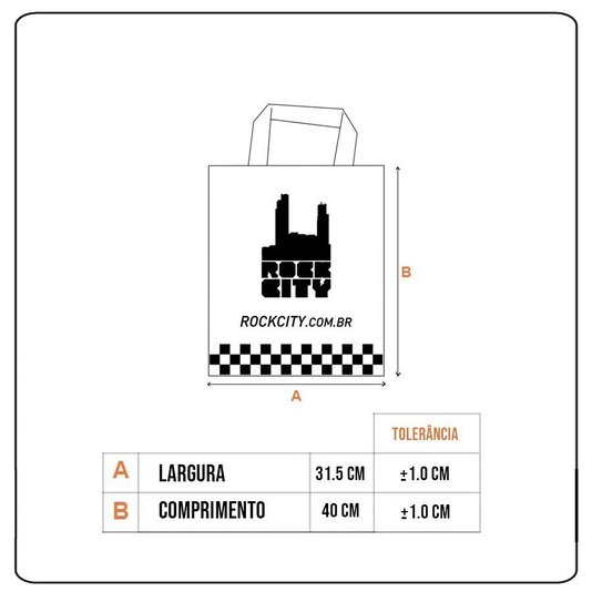 Ecobag Rock City Checkerboard Preto/Branco