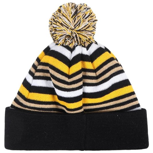 Gorro Lakai Season Pom Listrado Preto/Amarelo/Branco