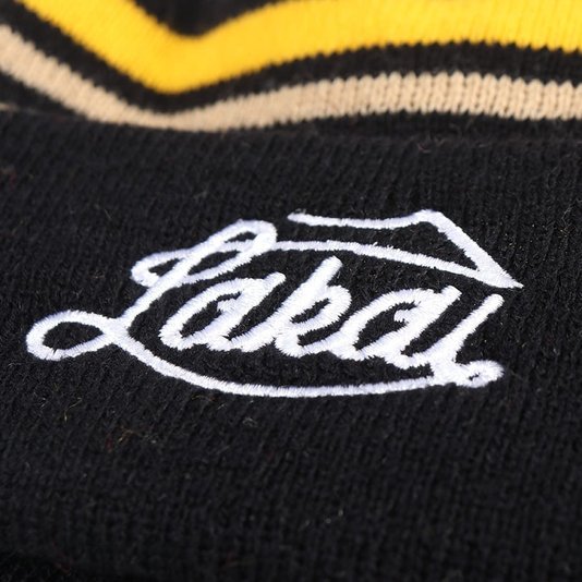 Gorro Lakai Season Pom Listrado Preto/Amarelo/Branco
