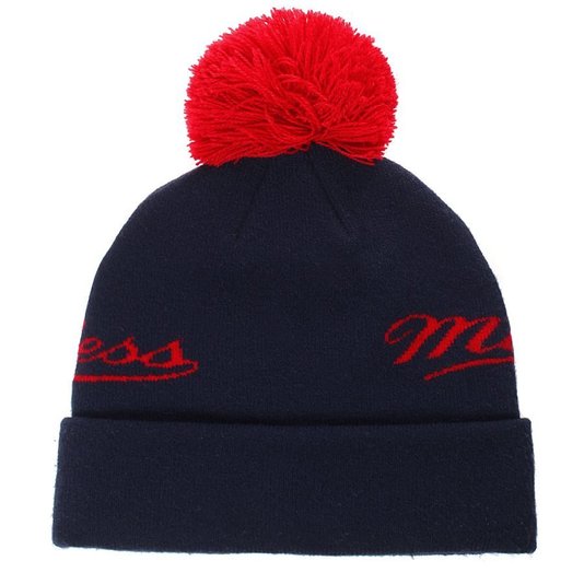 Gorro Mitchell & Ness Script Azul Marinho/Vermelho