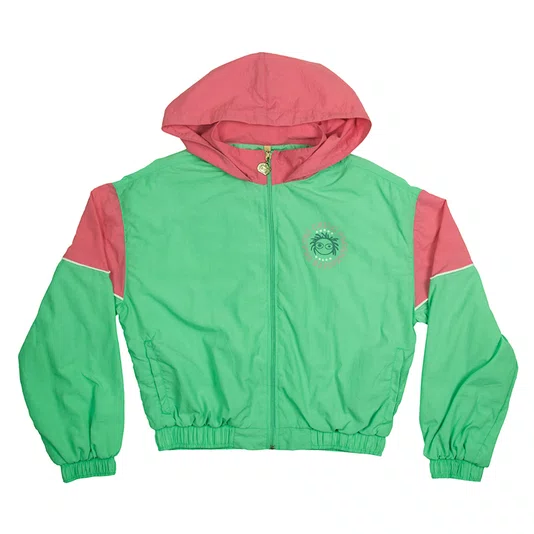 Jaqueta Child Tactel Feminina Star Trackpants Verde/Rosa