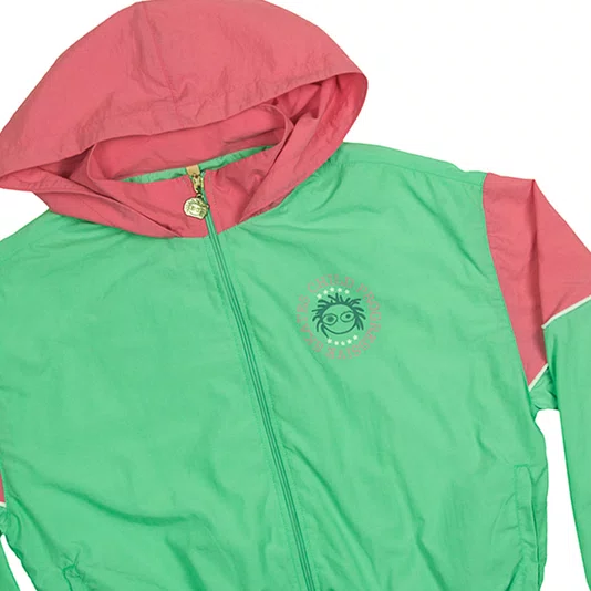 Jaqueta Child Tactel Feminina Star Trackpants Verde/Rosa