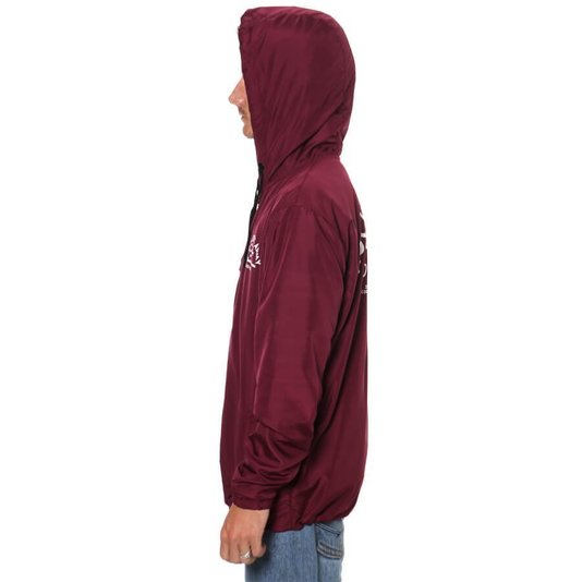 Jaqueta Corta Vento Rock City Burn N Raised Com Forro Bordo
