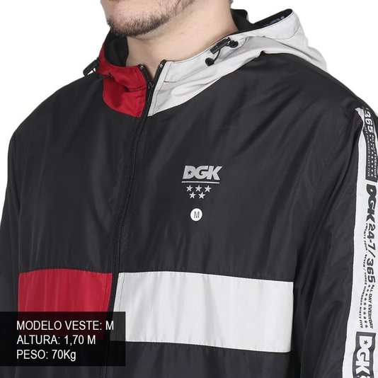 Jaqueta Dgk Crossover Corta Vento Preto/Vermelho/Cinza