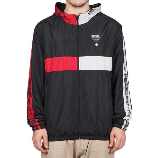Jaqueta Dgk Crossover Corta Vento Preto/Vermelho/Cinza