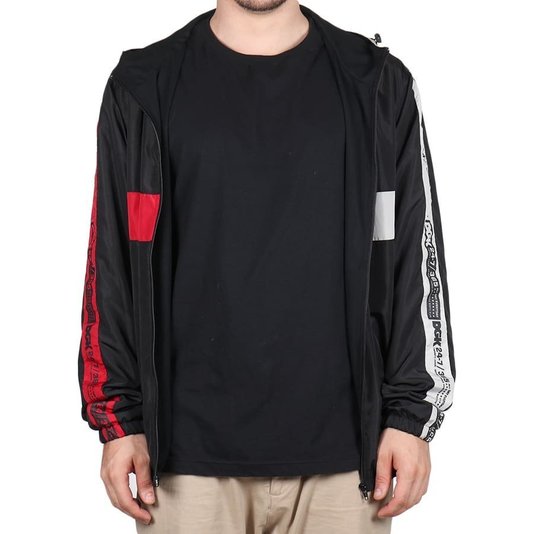 Jaqueta Dgk Crossover Corta Vento Preto/Vermelho/Cinza
