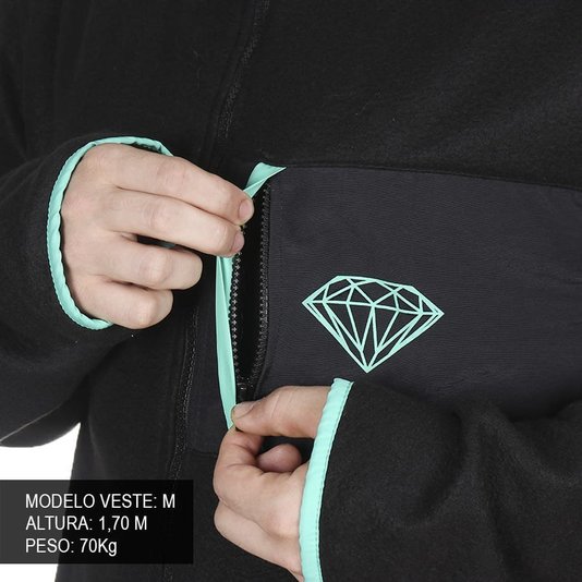 Jaqueta Diamond Marquise Reversível Polar Preto/Verde Agua