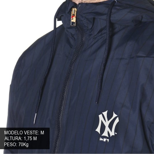 Jaqueta New Era Corta Vento New York Logo Azul Marinho