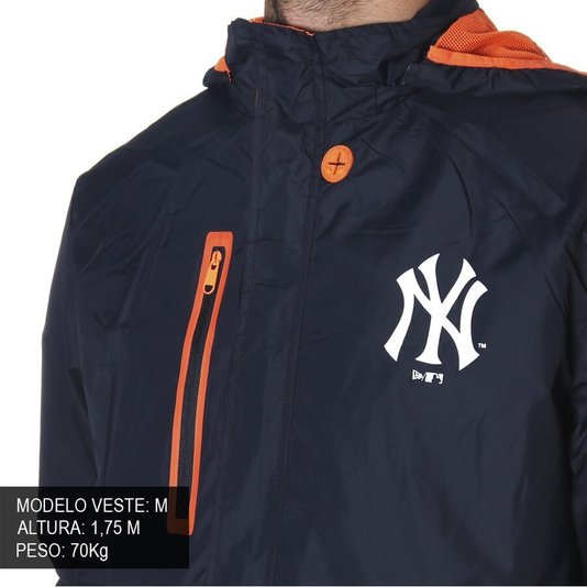 Jaqueta New Era Corta Vento New York Neon Azul/Laranja