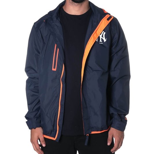 Jaqueta New Era Corta Vento New York Neon Azul/Laranja