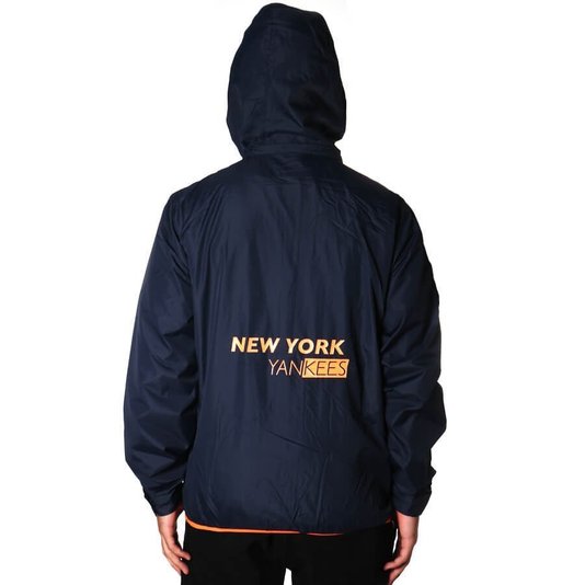 Jaqueta New Era Corta Vento New York Neon Azul/Laranja